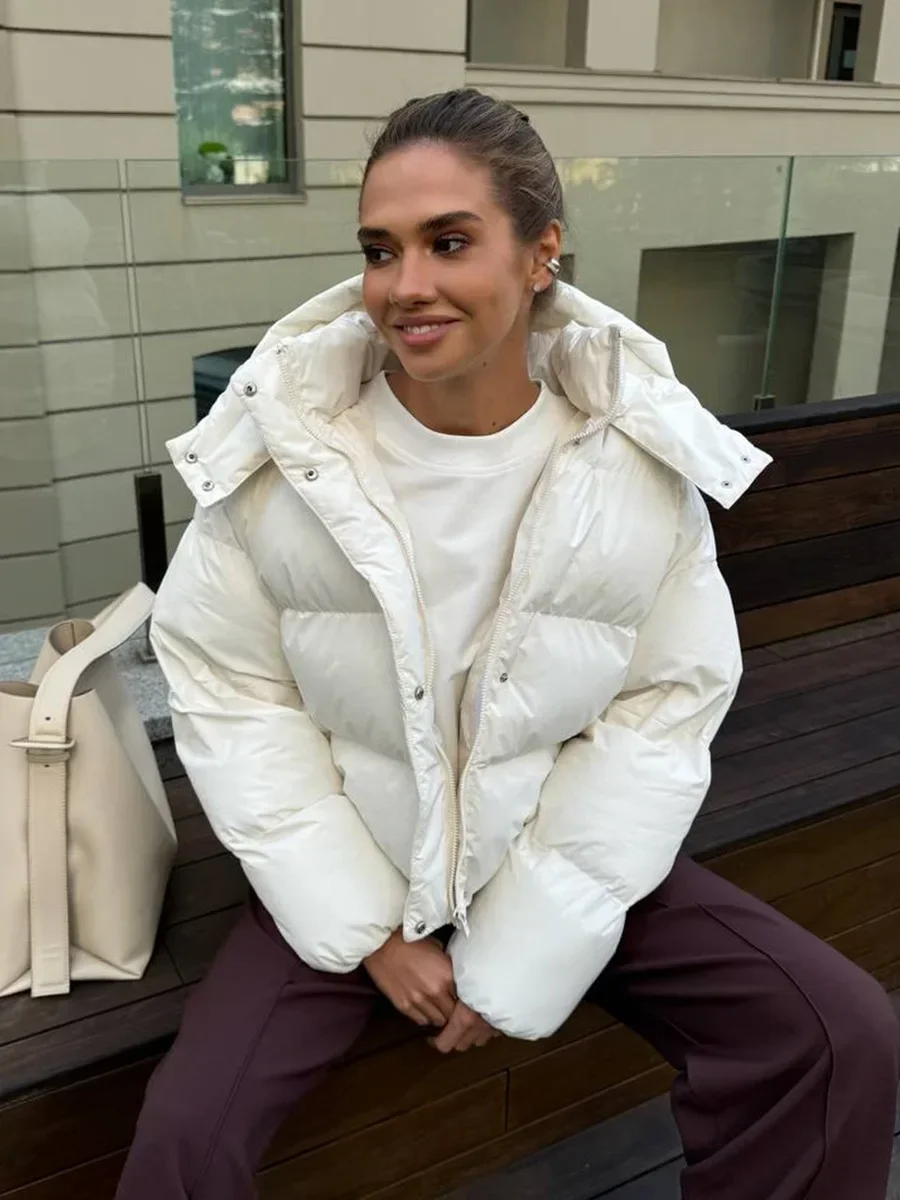 

New Winter Women Hooded Cotton Padded Jacket Loose Thickened Bread Coat Warm Outerwear Parka Female Fashion