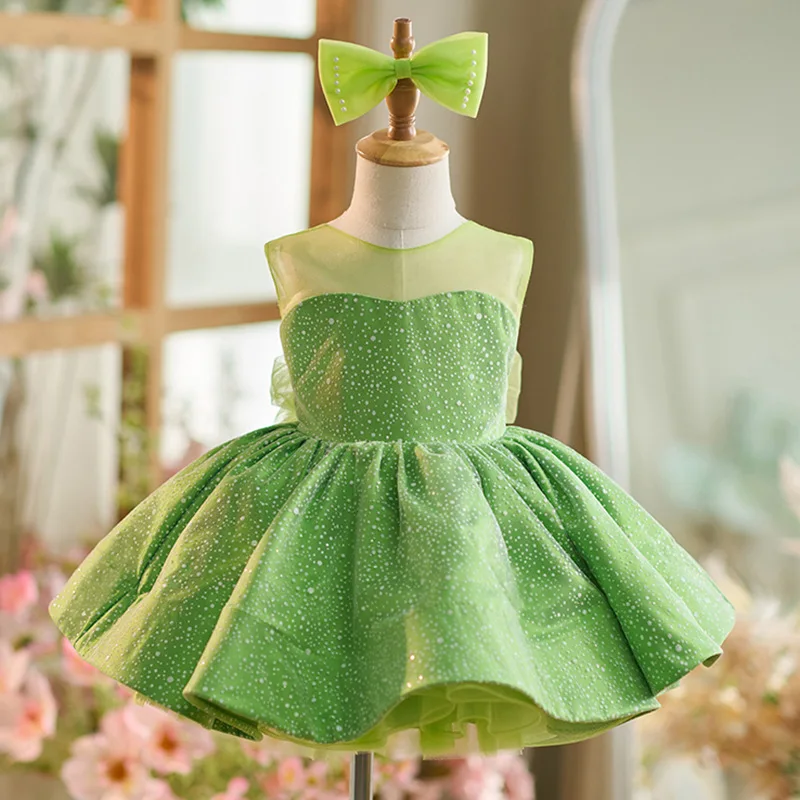 

Light luxury Girl Mint Mambo green dress with bow is a wedding party all kinds of special occasions high-end dress, first commun