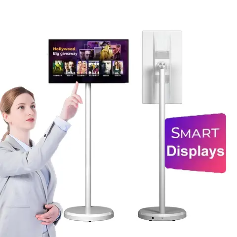 จอแสดงผลแบบสัมผัสแบบพกพา 21.5 นิ้วจอ LCD แบบโต้ตอบโทรทัศน์ที่เคลื่อนย้ายได้สมาร์ททีวีมือถือทีวีแบบพกพาพร้อมกล้อง