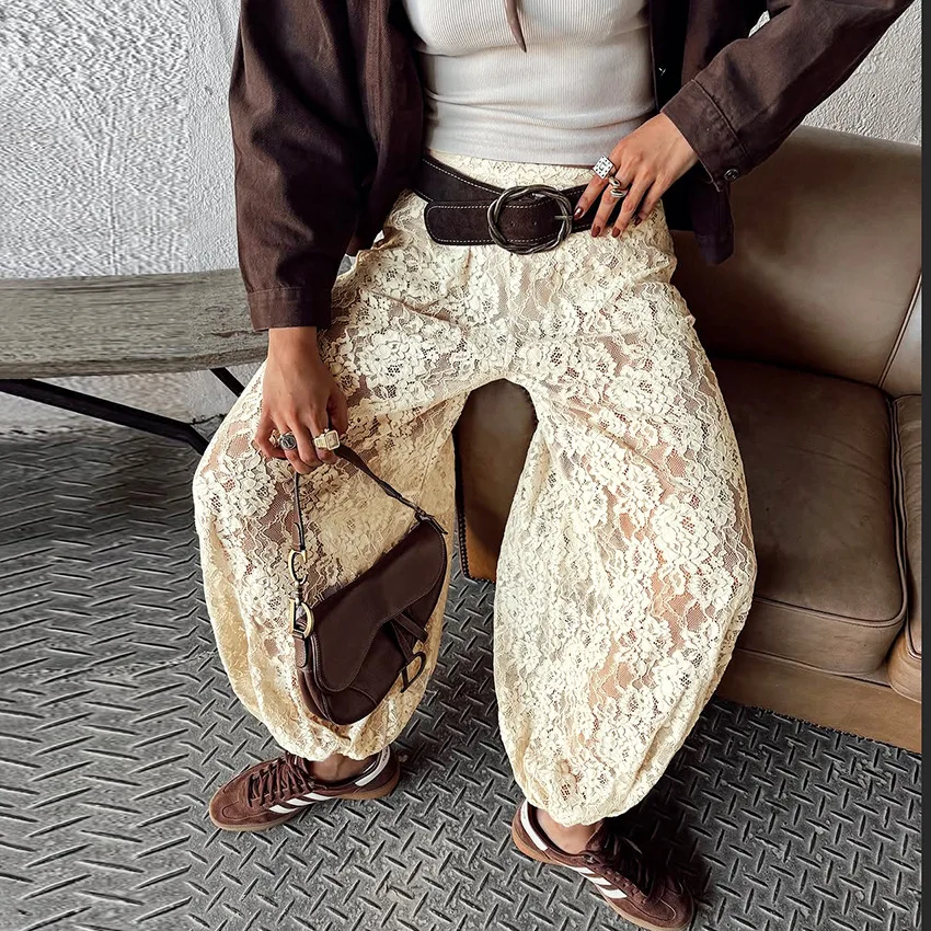

2026 New Sexy Temperament Lace Pants Women's Loose Casual Commuter Pants