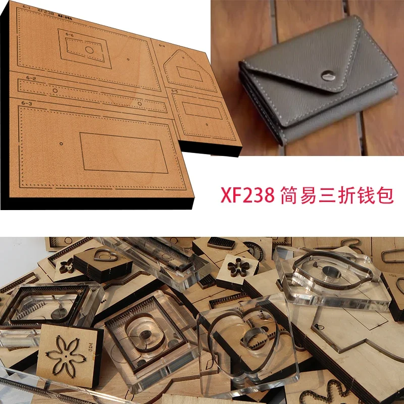 

Handmade Wooden Die Simple Triple Fold Wallet Leather Craft Punch Hand Tool Cut Knife Mould XF238 Leather Craft Tools