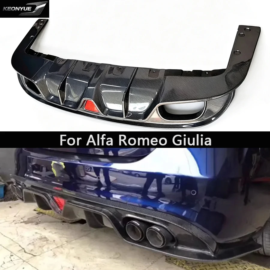 Auto-Zubehör Karosserie-Kit für Alfa Romeo Giulia Kohlefaser Auto-Heckdiffusor Hecksplitter Spoiler Hecklippe