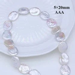 5×20mm AAA 36cm Natural Baroque Pearl Oval Shape Loosely Spaced Loose Bead Jewelry Making DIY Necklace Bracelet Accessories Gift