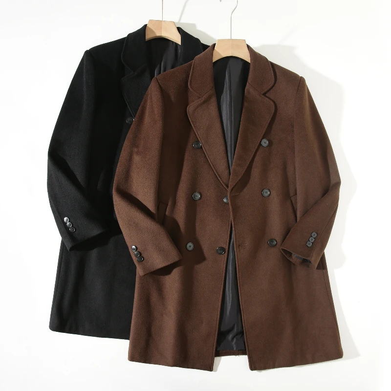 

Busin Gentleman Ultrine Wool Comfortable Tailored Autumn Winter Men's Mid-Length Casual Woolen Coat Faionable