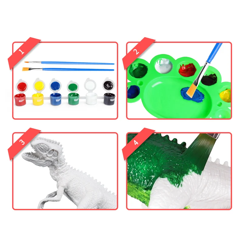 Oenux Jurassic Dinosaur Drawing Watercolor Graffiti DIY Coloring 3D Painting Action Figures Animal Model Art Craft Kid Toy Gift