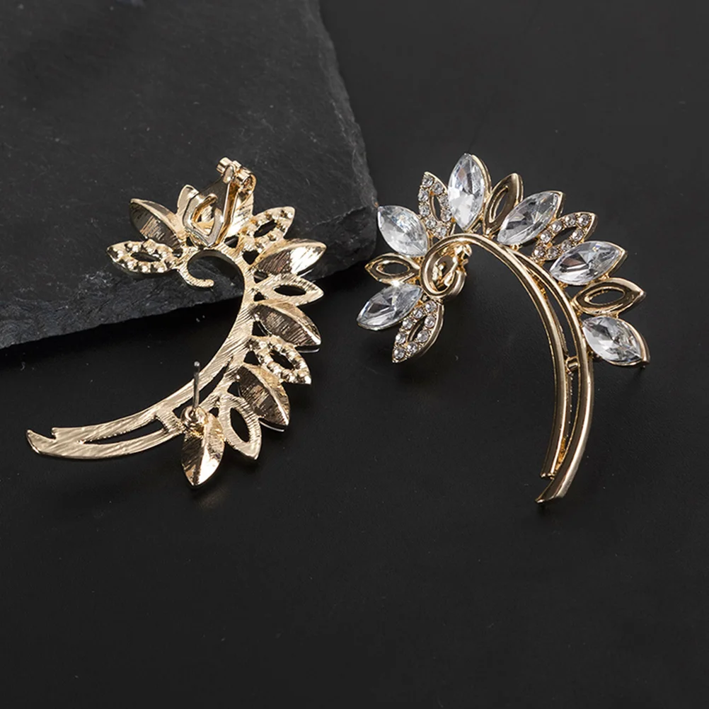

Leaf Shiny Ear Bone Clips Elegant Luxurious Non Piercing Earrings For Women Girls Fashion Alloy Ear Jewelry Daily Wear