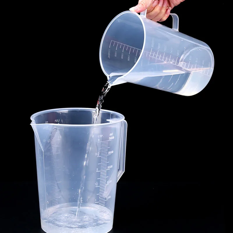 250/500/1000/2000/3000ML Transparent Plastic Graduated Measuring Cup with Handle and Chamfering Experimental Equipment