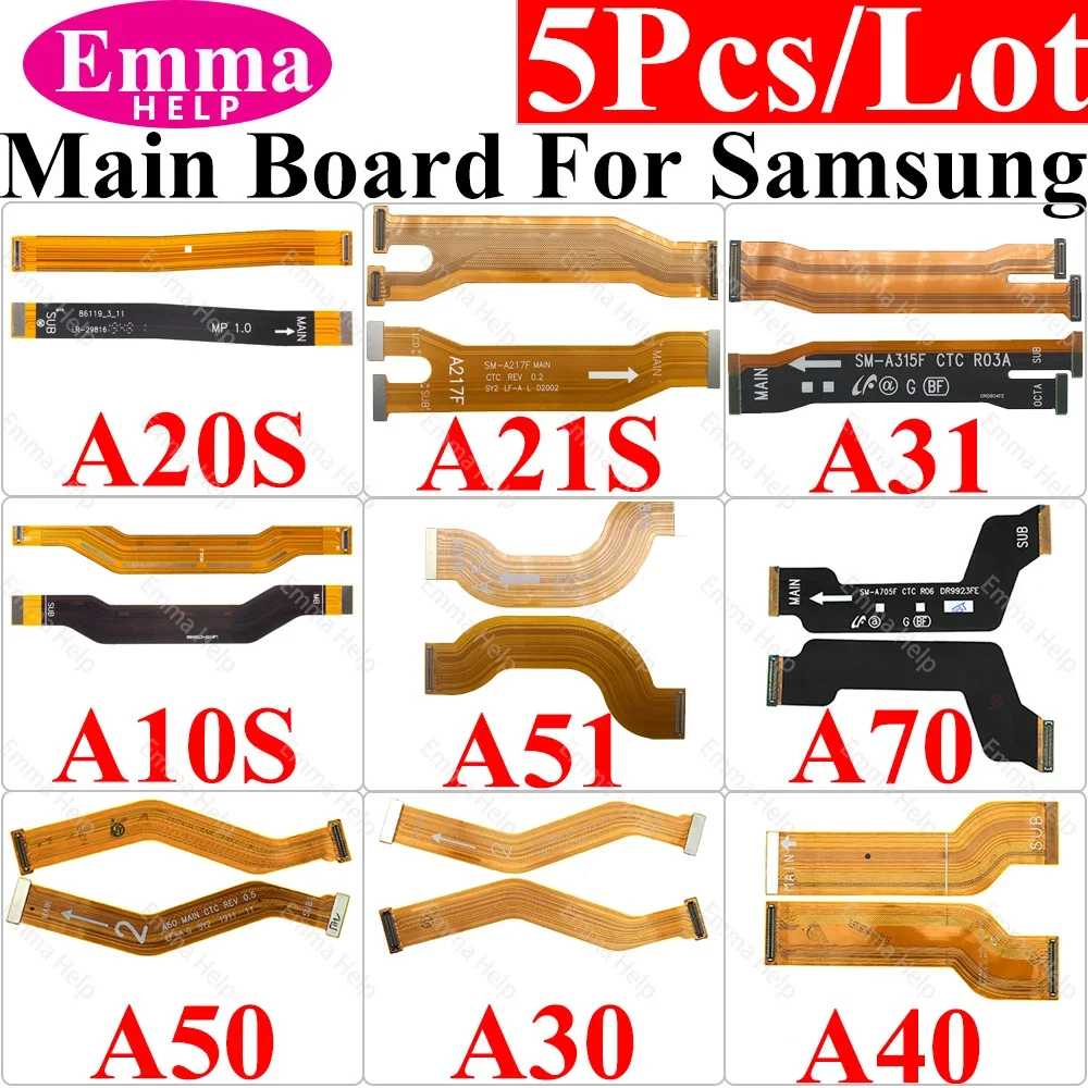 EmmaHelp 5Pcs MainBoard Flex For Samsung Galaxy A70 A21S A31 A51 A71 A50 A40 A30 A20S A10 A10S M12 M14 M15 M16 Connector FPC