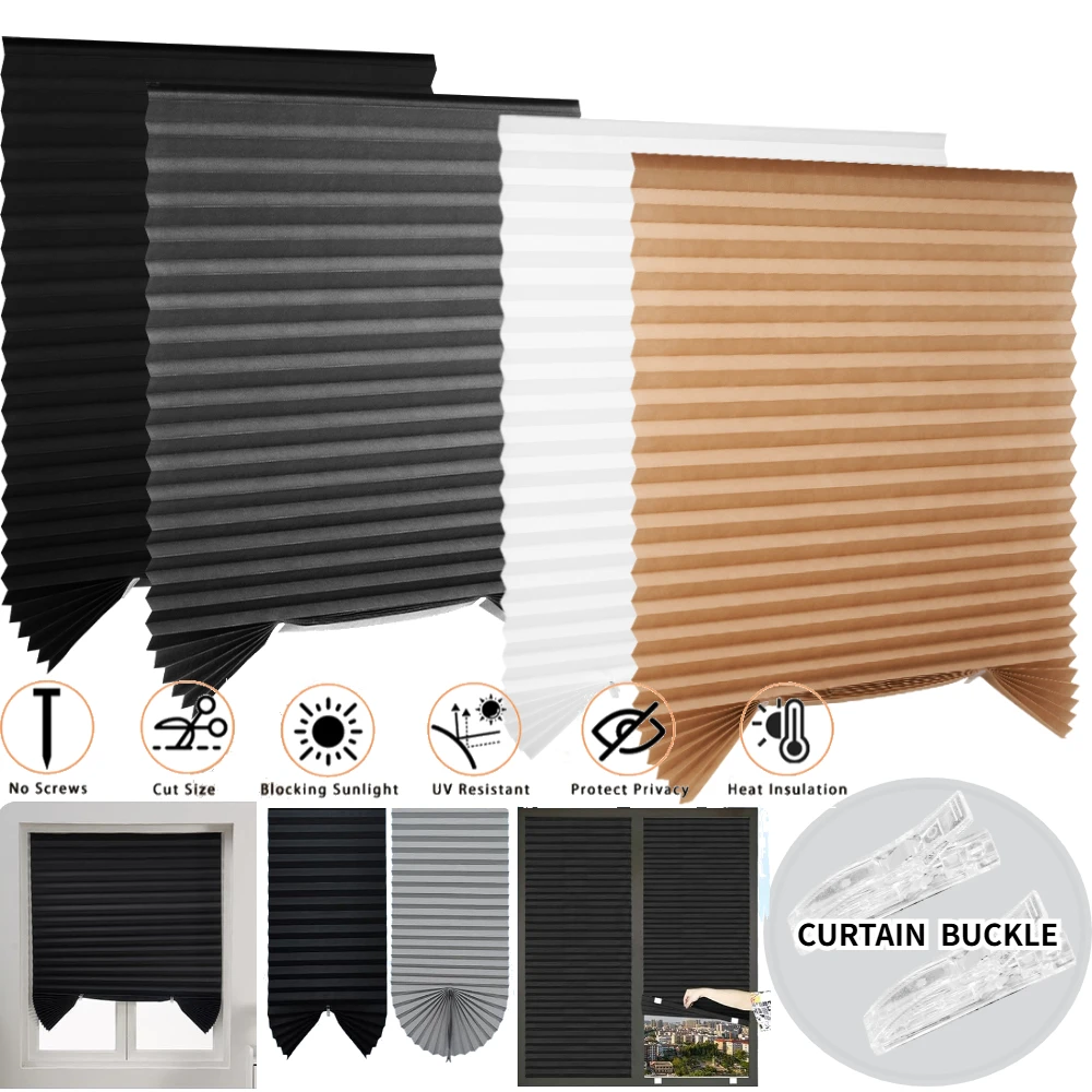 No Drill Blinds for Windows Blinds Stick on Curtains Blinds Light Filtering Privacy Protection Easy to Cut & Install with 2 Clip