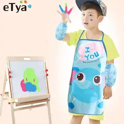 Cute Cartoon Children Apron Sleeves Chef Hat Pocket Set Kids Craft Art Kitchen Cooking Chef Suit Drink Food Baking Toys for 3-8Y