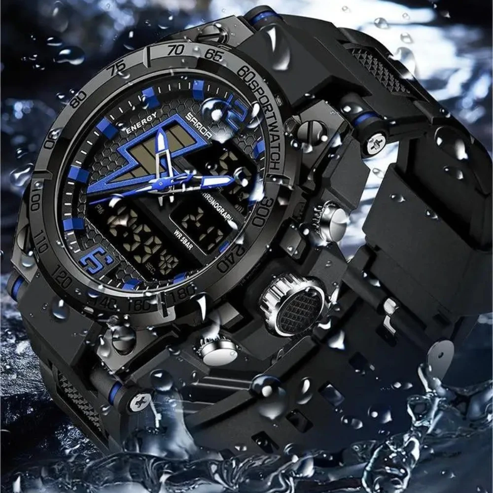 SANDA 6137 Outdoor Digital Watch for Men Waterproof Stopwatch Quartz Man Wristwatch Double Time Sport Luminous Clcok Watches