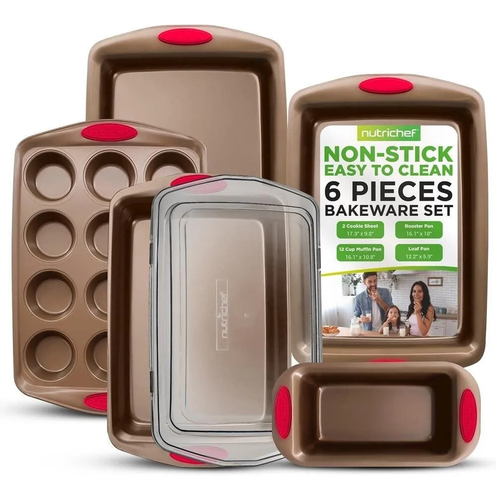 

Набор противней для выпечки NutriChef - Делюкс, с антипригарным золотистым покрытием (6 предметов)