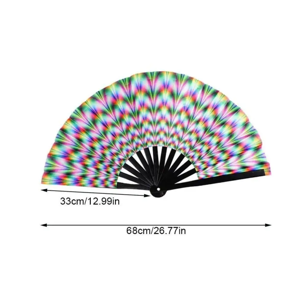 Fans with Lights Large Folded Hand Fan Colorful Folding Foldable Handheld Rave Fan Large 33cm Rainbow Folding Fan Decoration
