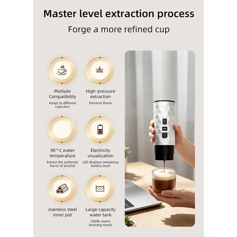 Household Wireless Electric Heating Coffee Maker Portable Fully Automatic Italian Pump Pressure Capsule Espresso Machine-Y48A