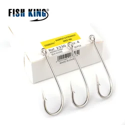 FTK 100-200PCS Long Handle High Carbon Steel Fishing Hooks Sharp Barbed Hook Jig Ringed Kirby Hook Saltwater Fishing Accessories