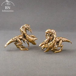 Brass Nuclear contamination mutant lobster Miniature Figurines Lifelike Crayfish Shrimp Doll Toy Vintage Tea Pet Desktop Decor