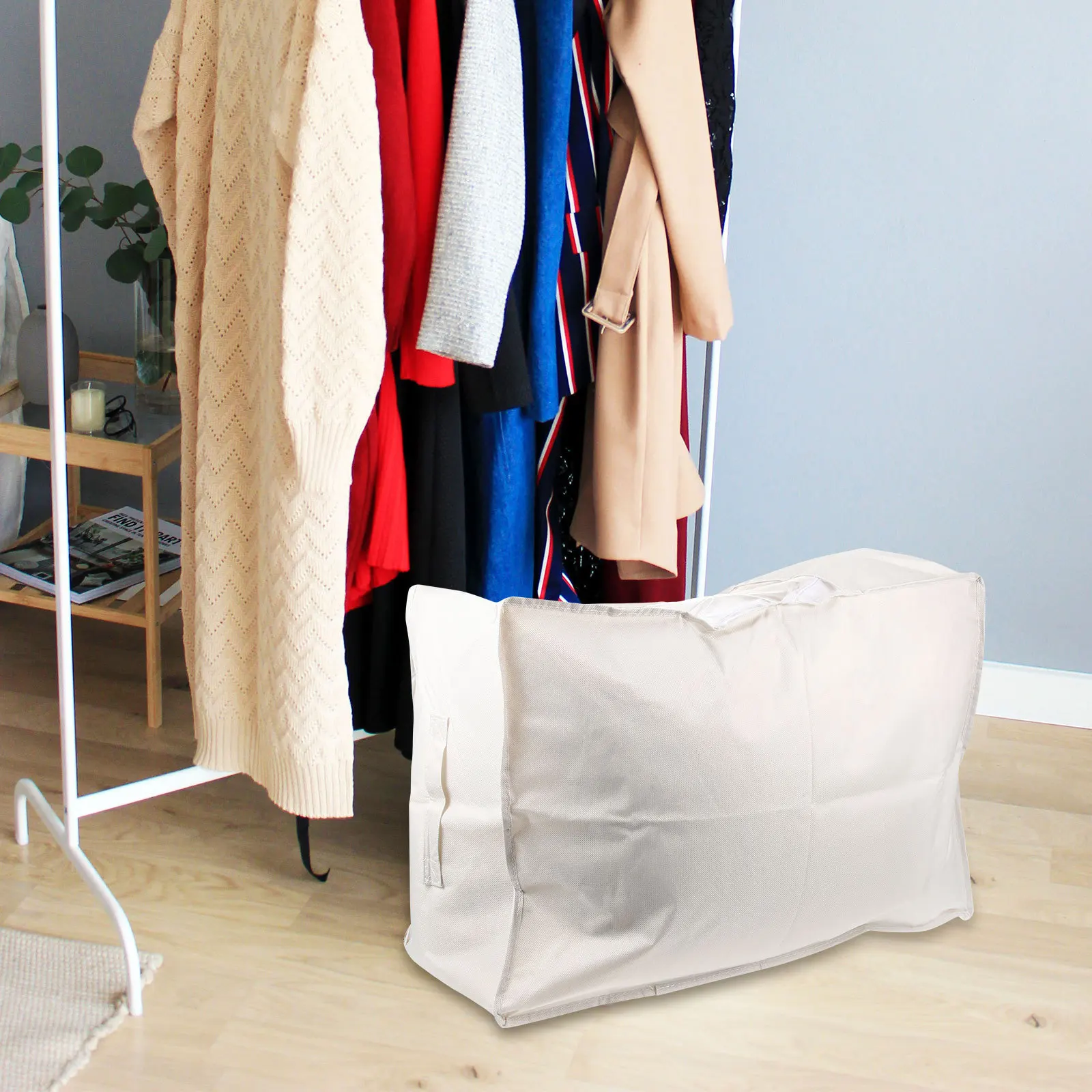 

1pcs Large Capacity Storage Bags Clear Window Zipper Non-Woven Fabric For Home Organization Quilt Clothes Blanket