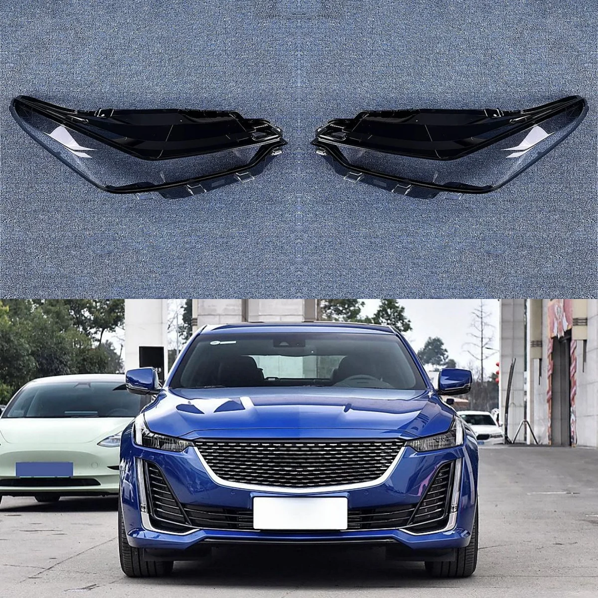 

For Cadillac CT5 2020-2023 Headlamp Cover Transparent Lamp Shade Headlight Shell Lens Plexiglass Replace Original Lampshade