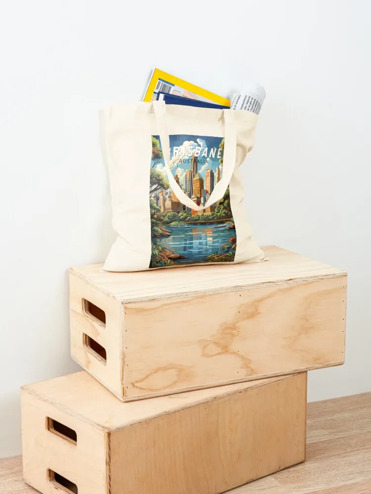 Brisbane Australia Travel Art Vintage Tote Bag canvas bags hand bag ladies Portable shopping bag reusable grocery bags