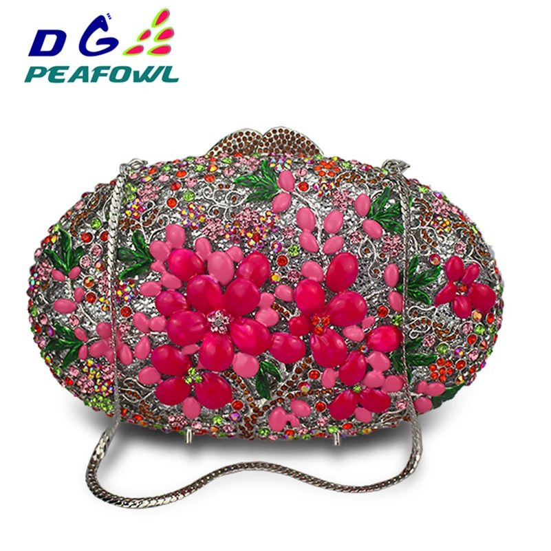 Diamante Crossbody Bags For Lady Clutch Day bags Women Fashion Luxury Diamond Crystal Flower Evening Bag Party Handbags Circular