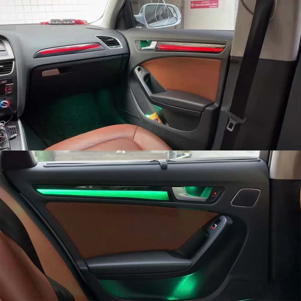 For 2009-2016 Audi A4 S4 A5 64 color ambient light original 1:1 mold carbon fiber/peach optional Flowing dynamic Atmosphere Lamp view 2
