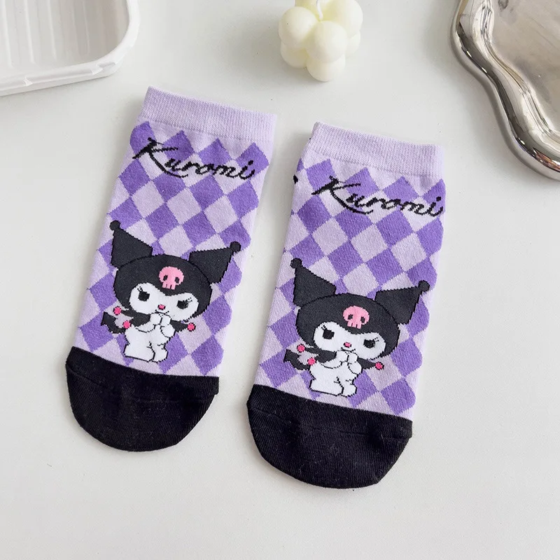 Kawaii Hello Kitty chaussettes anime chaussettes Harajuku bateau chaussettes cinq paires de dessin animé mignon femme imprimé coton chaussettes en gros