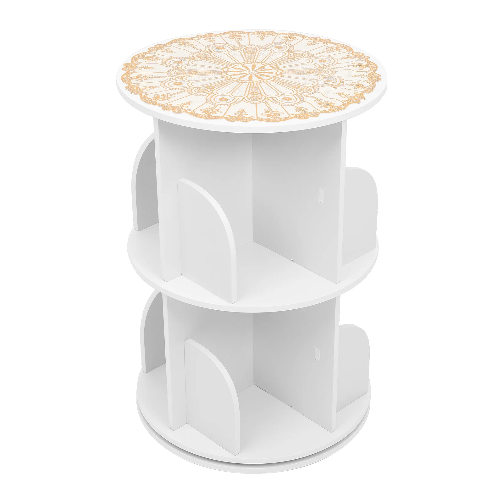 2-Tier Rotating Bookshelf: Stylish Design, Connecting Reality and Imagination, Adds Cultural Charm and Artistic Atmosphere