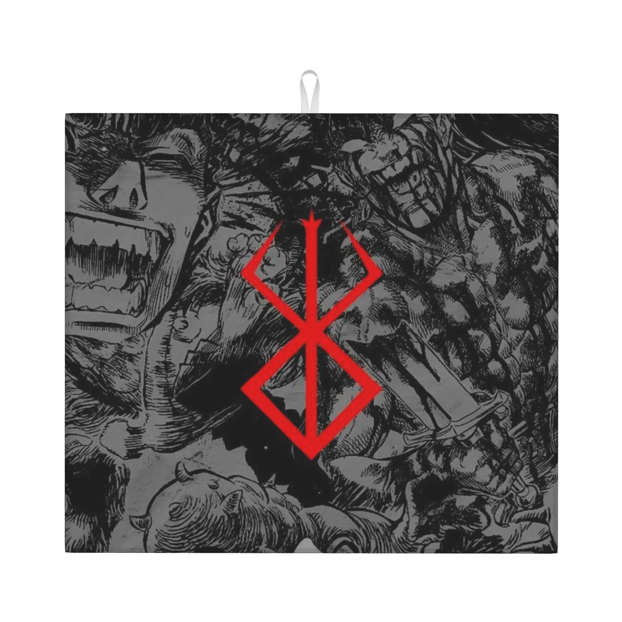 Drying Mat For Kitchen Cartoon Anime Berserk Barware Tableware Oil Proof Reusable  Washable Kitchen Sink Drying Pad