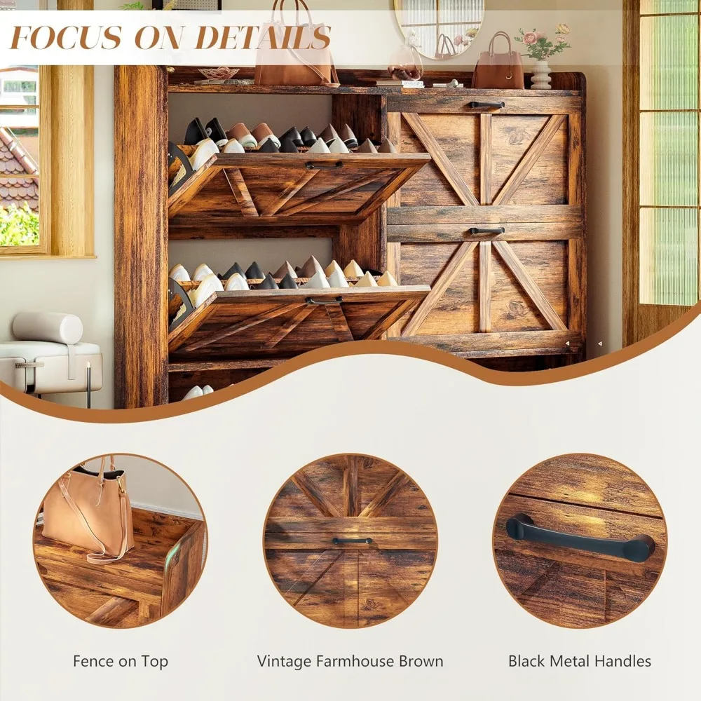 خزانة تخزين أحذية معدنية قائمة بذاتها بأربعة أدراج، رف أحذية نحيف على طراز المزرعة