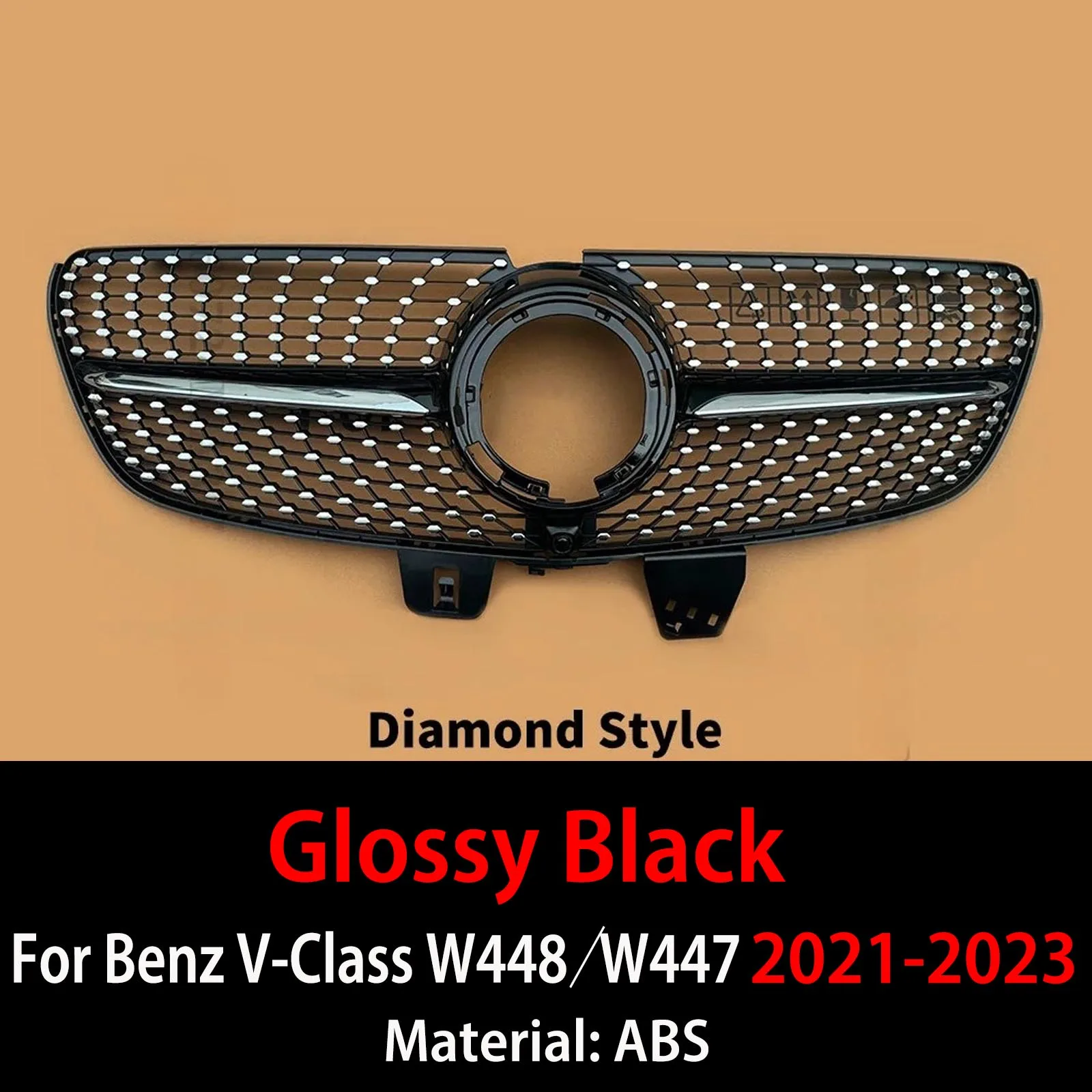 Voor Mercedes Benz V Klasse Vito W448 W447 2015-2023 Midden Mesh Tuning Sport GT Diamant Stijl Voorinlaat Grille radiator Grill