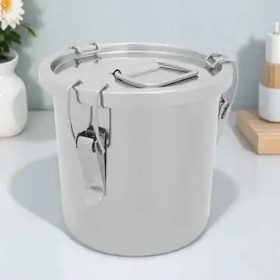 

1pc Stainless Steel Sealed Bucket 5L Airtight Storage Container For Kitchen Home Camping Milk Water Grease Flour Oil Tea Coffee