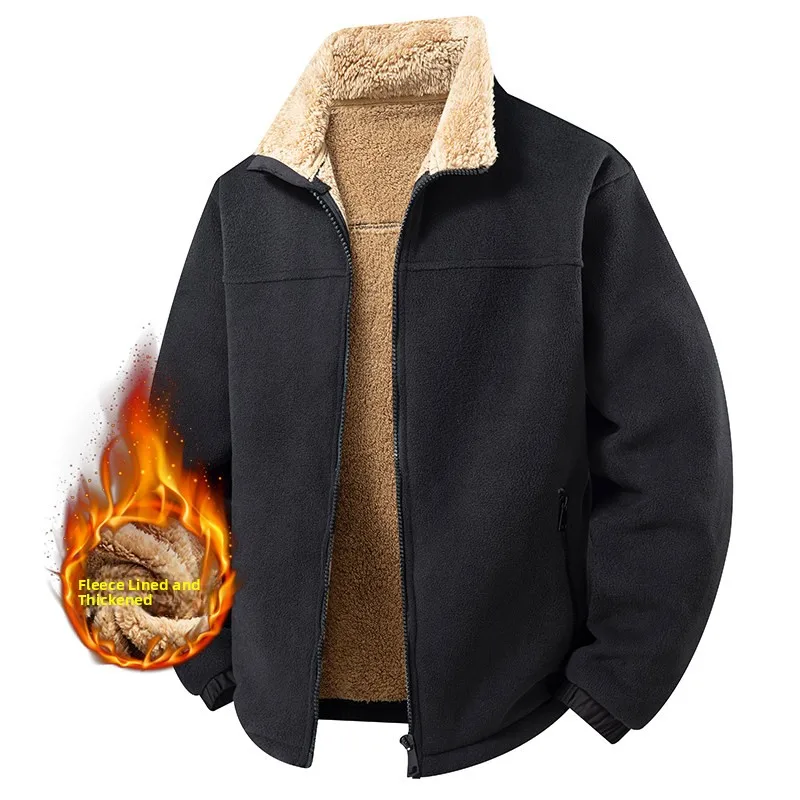 

Warm Thiened Stand Collar Men's Cotton Jaet Faionable Pure Color Versatile Cotton Coat Youthful Vitali Polyester Fiber