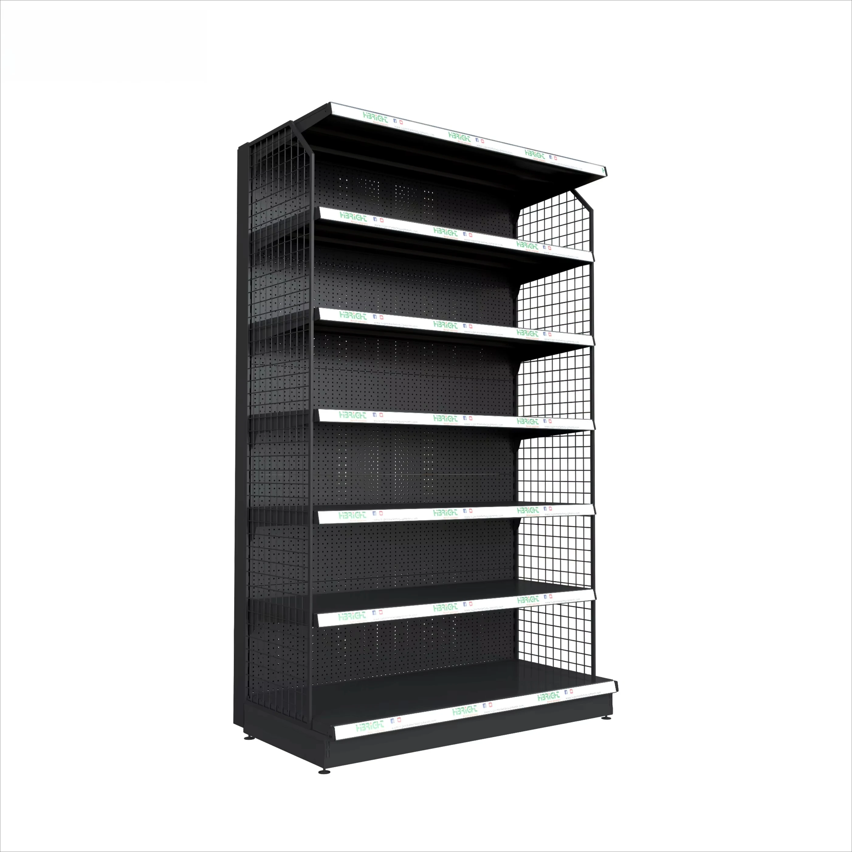 Black Supermarket Convenience Gift Shop Multi-Level Display Rack with Pegboard Backplate