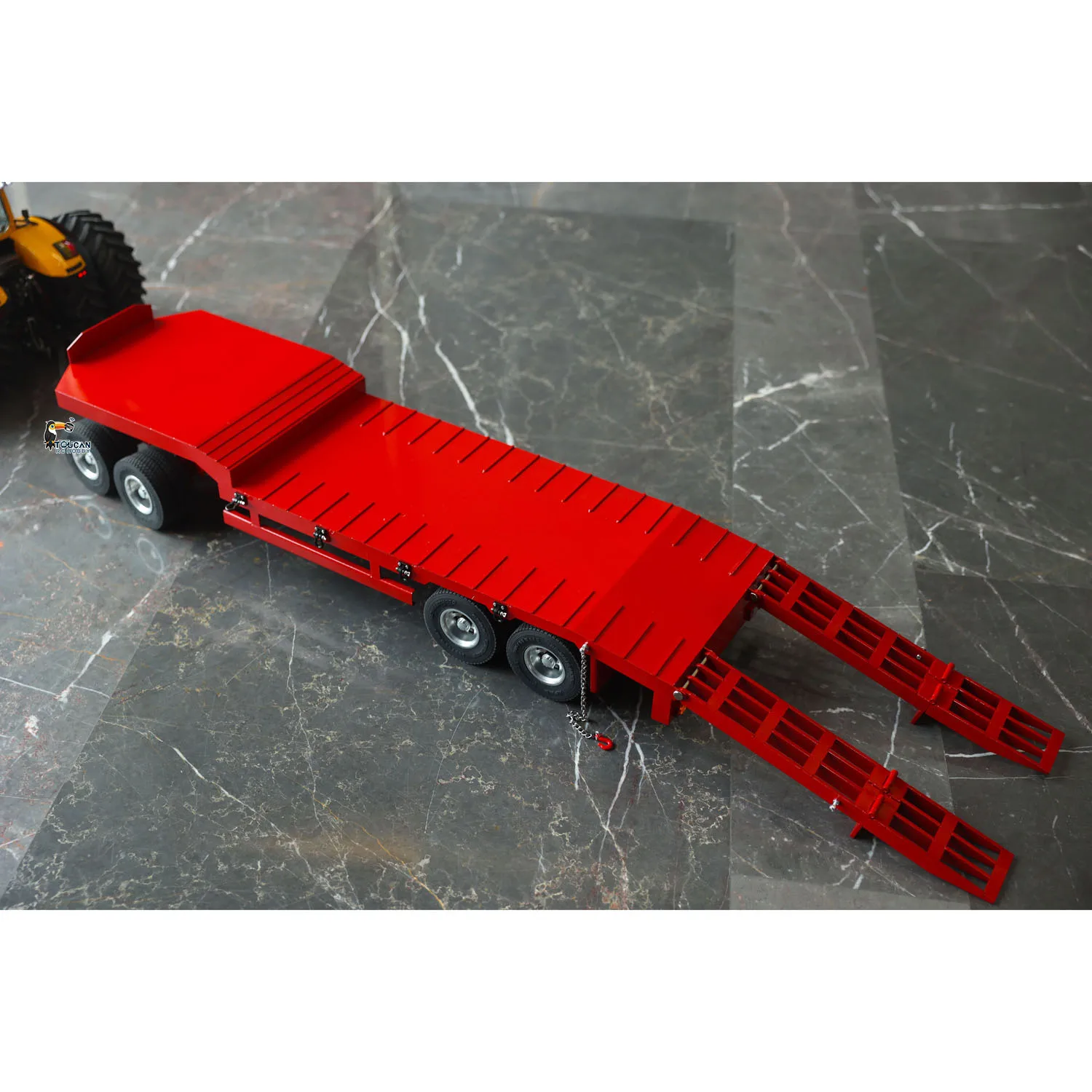 1/14 Scale RC Metal 4 Axles Full Trailer Tail-board for Remote Control Tractor Truck Car Trailer Model with Battery Toys TH23496