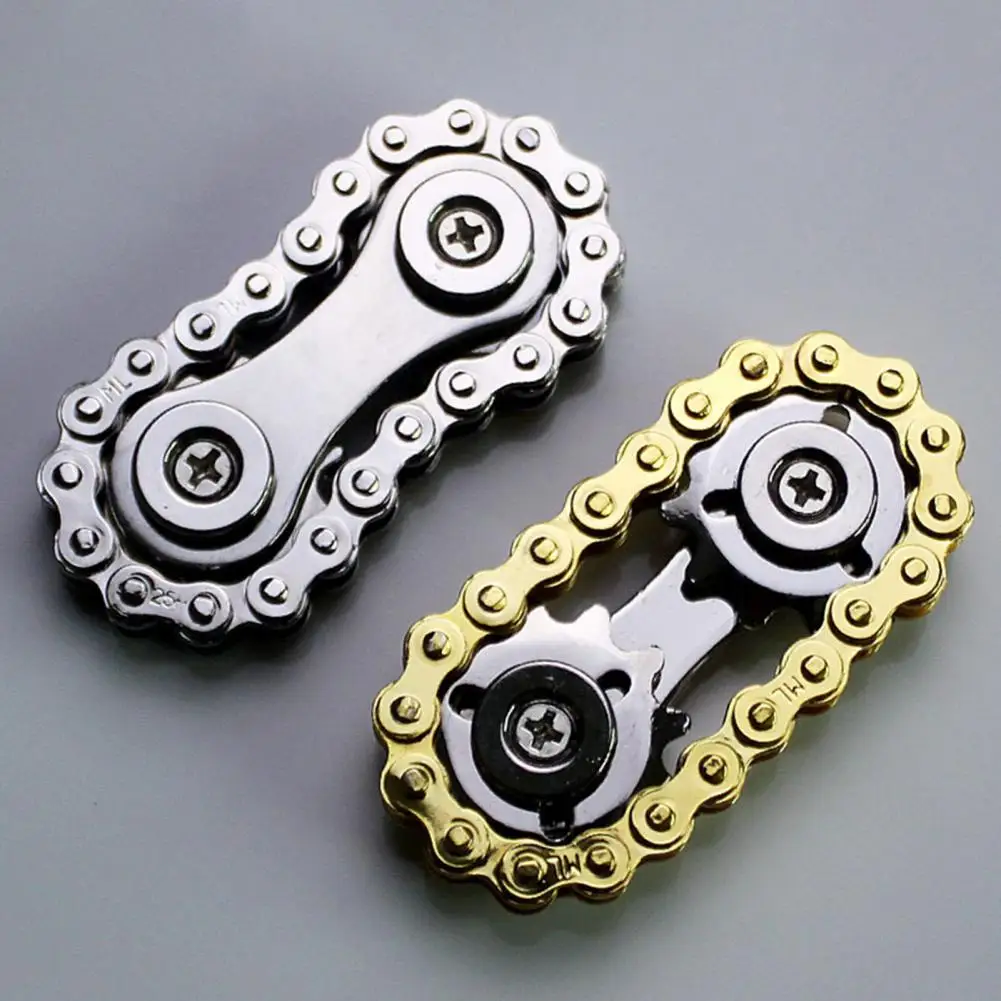 Metal Chain Spinner Fidgets Metal Flywheel Fingertip Gyro Toys Anti Stress DIY Replace Bicycle Chain Spiner Fidget Toys Kids