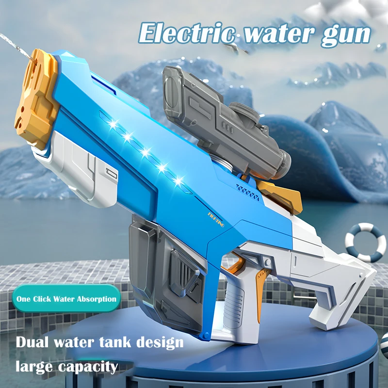 2024 New Water Gun Electric Fully Automatic Suction High Pressure Water Blaster Pool Toy Gun Summer Beach Outdoor Toys for Kids