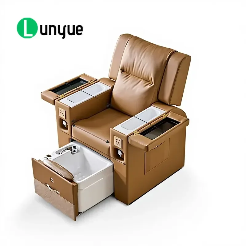 Commercial Leather Sofa Electric Lounge Chair for Nail Spa Eyelash Extension with Foot Bath Multifunctional Beauty