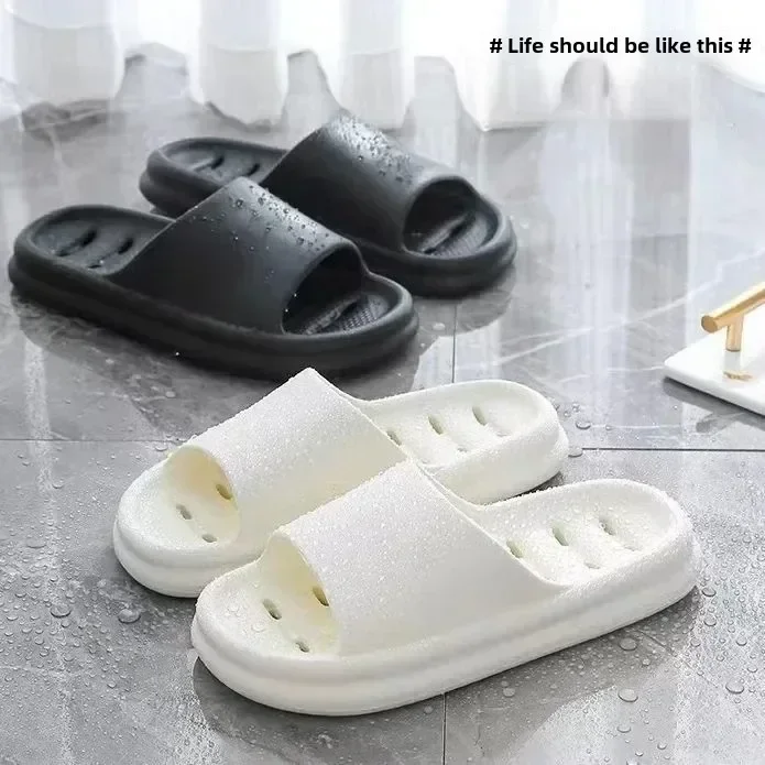 

Leaking Bathroom Slippers Quick-Dry Shower Hollow Design Soft EVA Unisex Anti-Slip Flip Flops for Summer Indoor