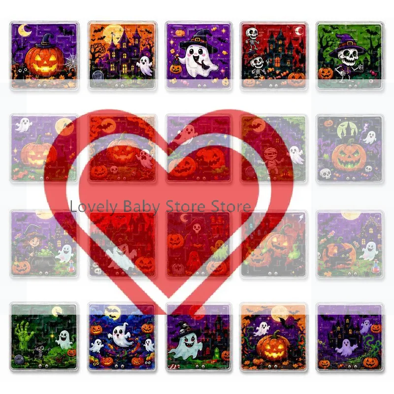 10Pcs Halloween Mini Maze Toys Educational Handheld Brain Puzzles Party Favor Halloween Party Favor for Kid Goodies Bag Exchange