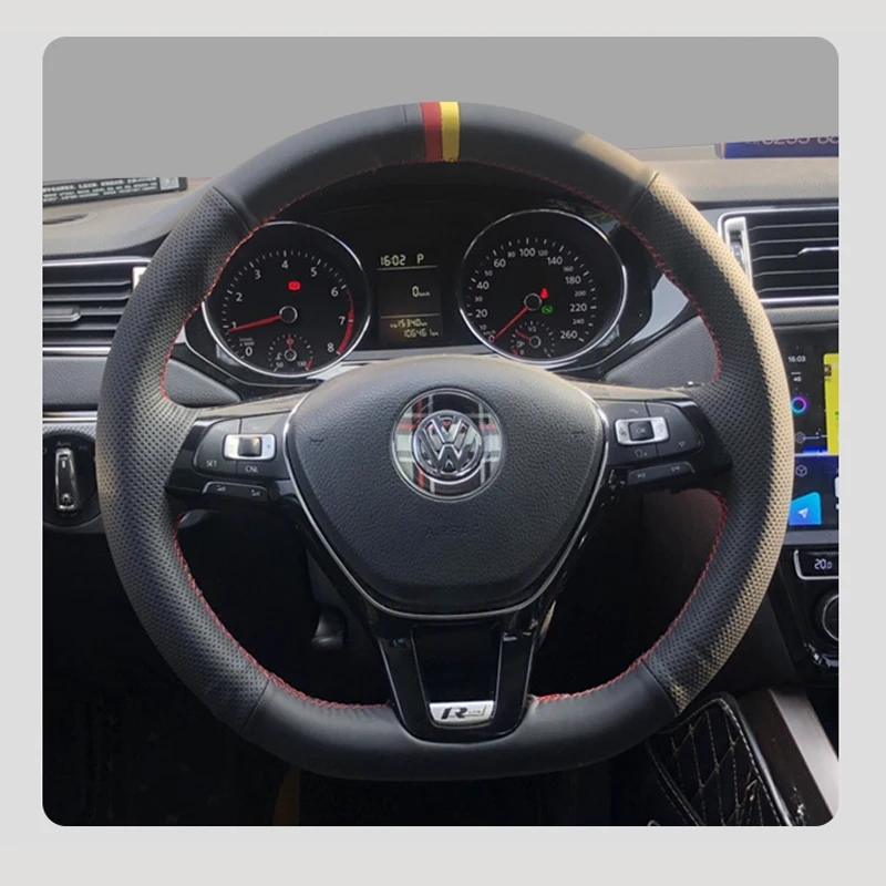 Briad Steering Wheel Cover for Volkswagen VW Golf 7 Mk7 Touran Up New Polo Jetta Passat B8 Tiguan Hand Stitched Genuine Leather