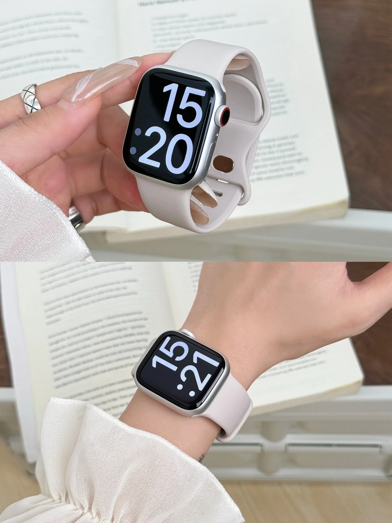 Bonita correa de silicona de doble Color para Apple Watch band mujer serie 10/9/8/7/6/5/4/3 38mm 40mm 41mm 42mm 44mm 45mm 46mm 49mm