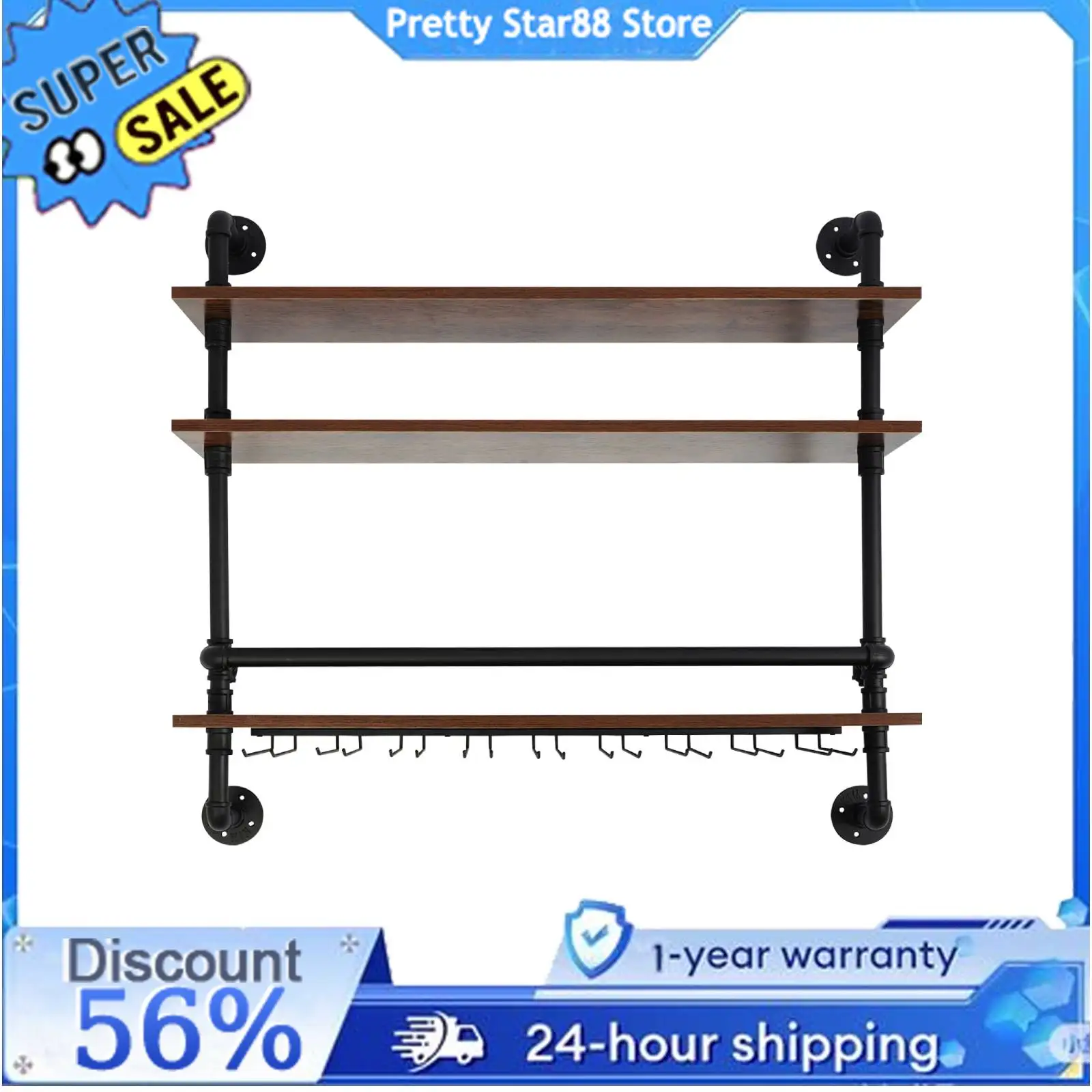 

3-Tier Wine Rack Wall Mounted Rustproof Wine Storage Display Rack Effortless Cleaning for Wine Cellars/Bars/Storerooms/Bedrooms