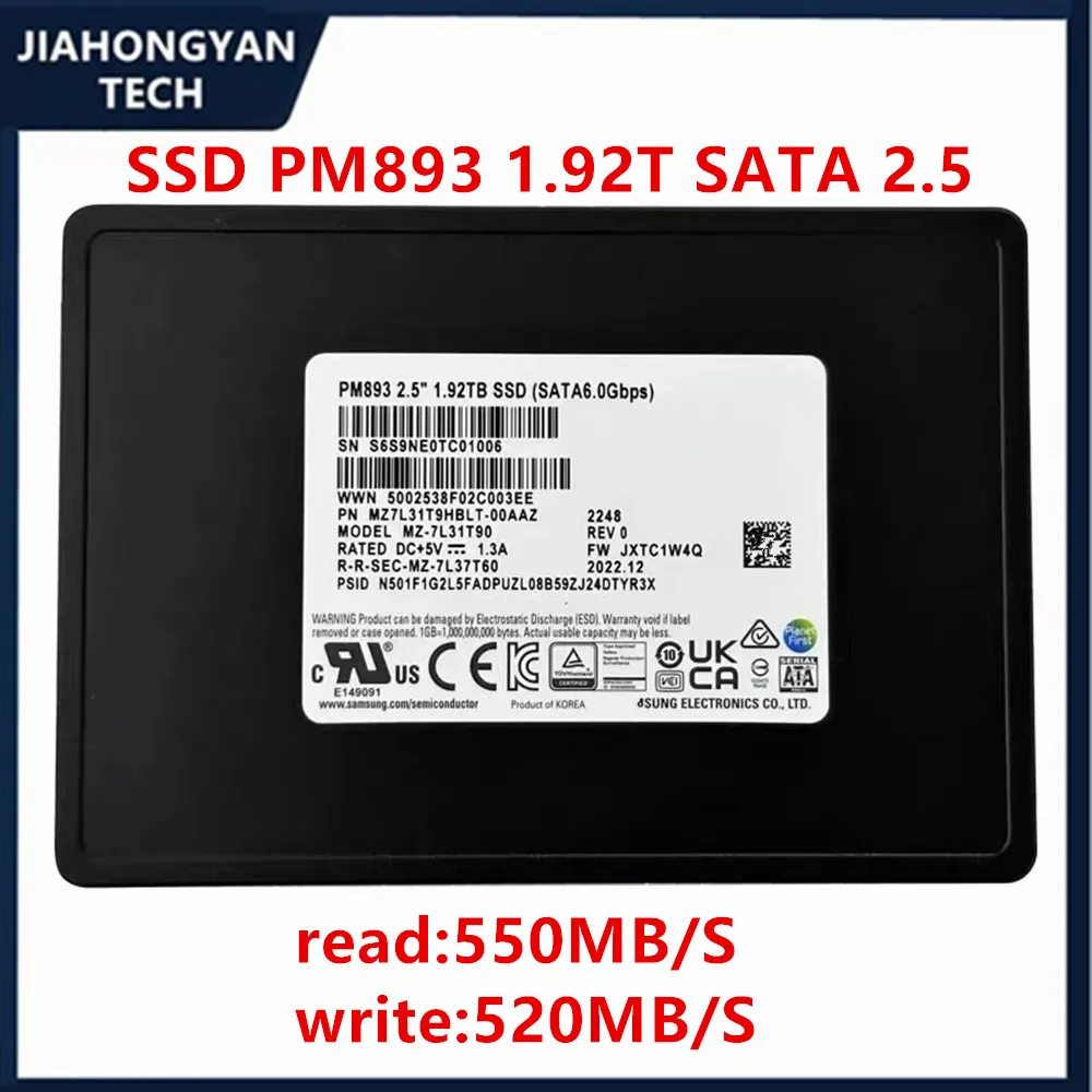 Original For Samsung PM893 1.92T 2.5 SATA Enterprise Solid State Drive SSD