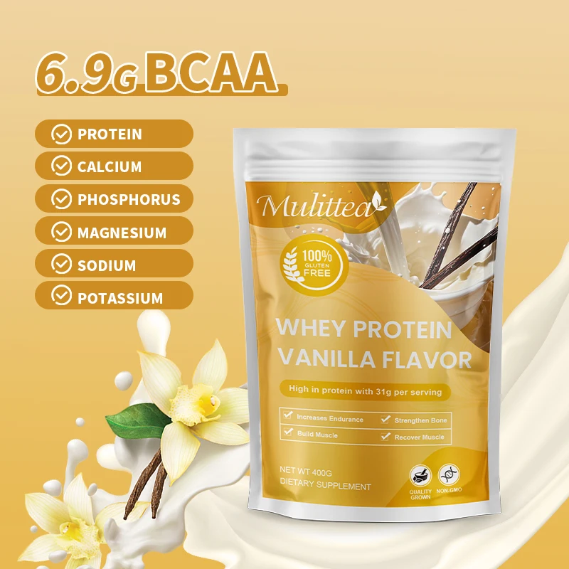 Mulittea Vanilla Flavored Whey Protein Premium Grass-Fed Whey Protein Isolate And Probiotics For A Healthy Immune System