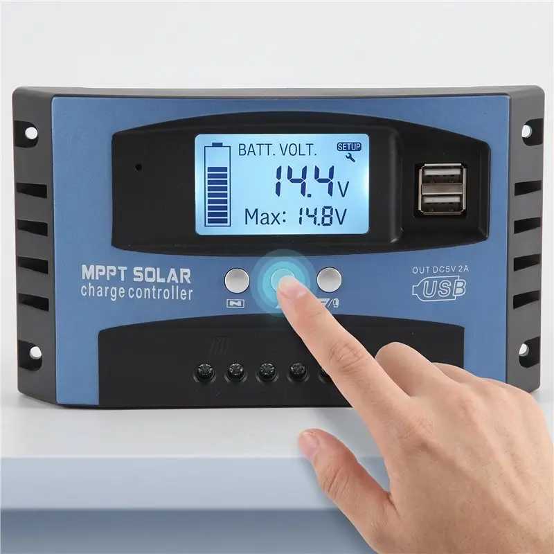 [HOT!】 100A MPPT Solar Charge Controller Dual USB LCD Display 12V 24V Auto Solar Cell Panel Regulator With Load