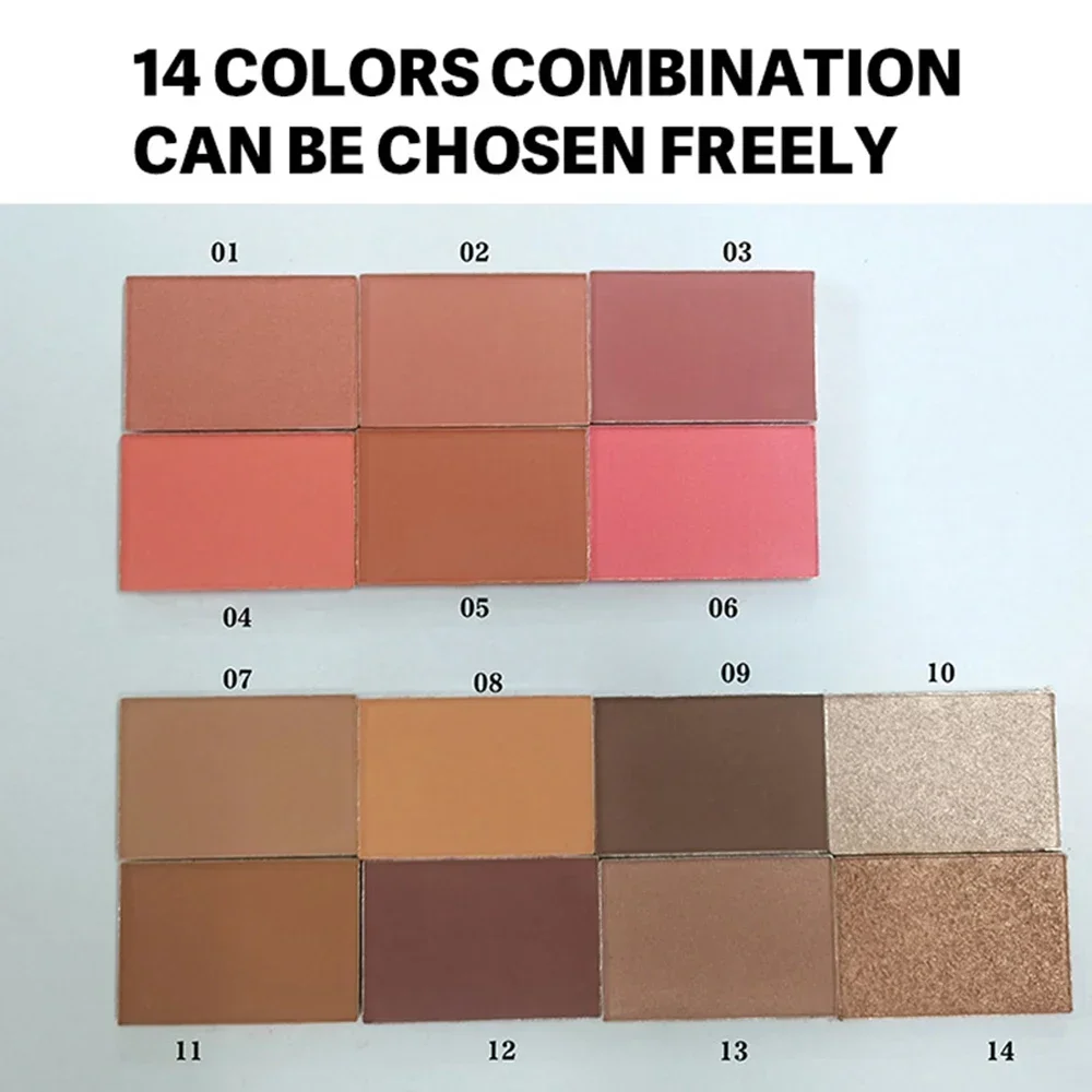 14-color Private Label 12g DIY Free Combination Contouring Powder Custom Bulk Shadow Highlight Blush Pallet Silhouette Makeup