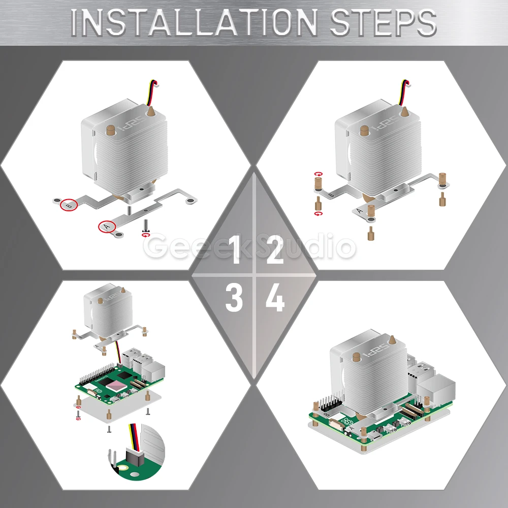 ICE-Tower Cooler CPU RGB LED Light Cooling Fan for Raspberry Pi 5