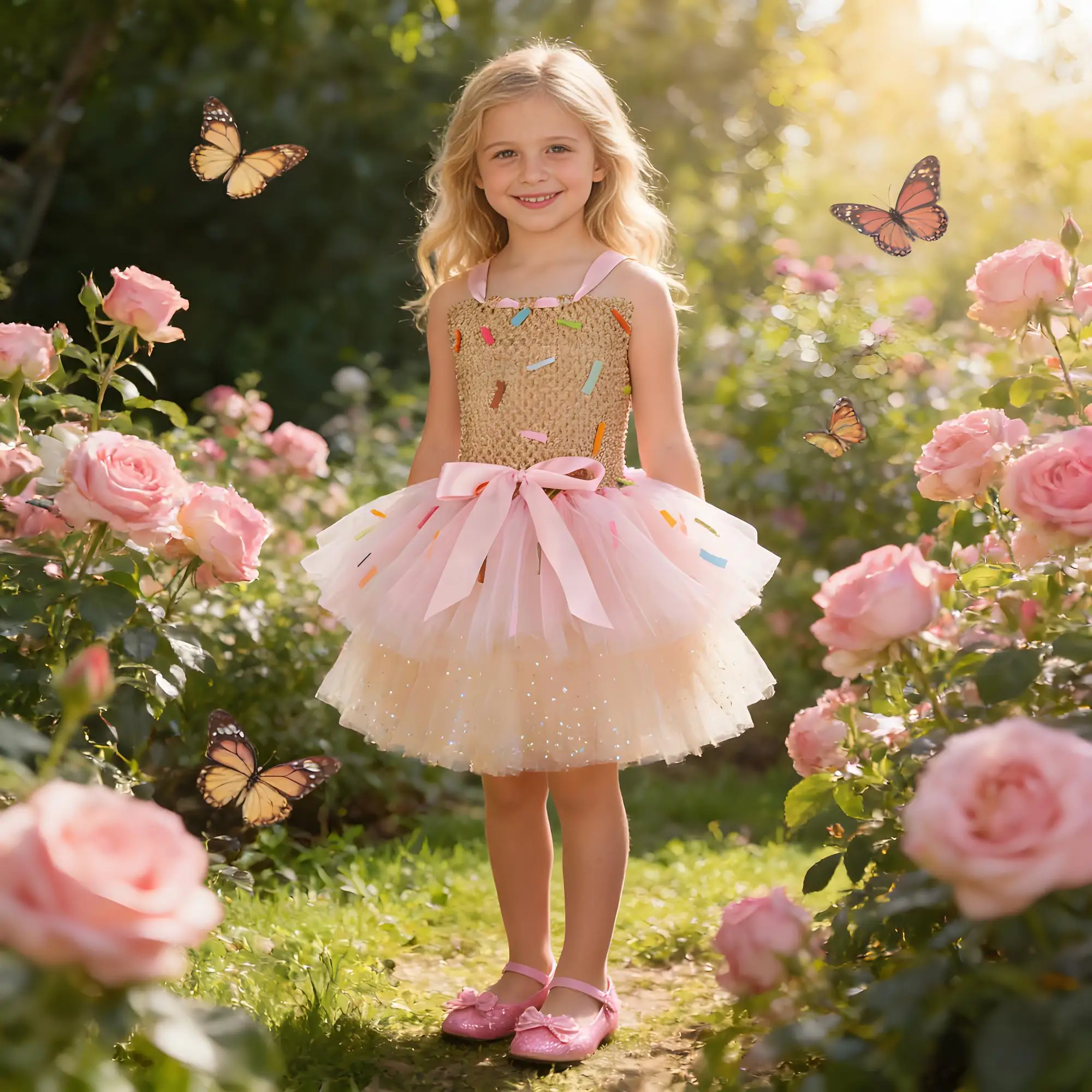 

2026 Purim New Sweet Lollipop Candy Kids Mesh Tutu Dress Baby Girl Costume Fancy Rainbow Clothes Children Party Birthday outfit