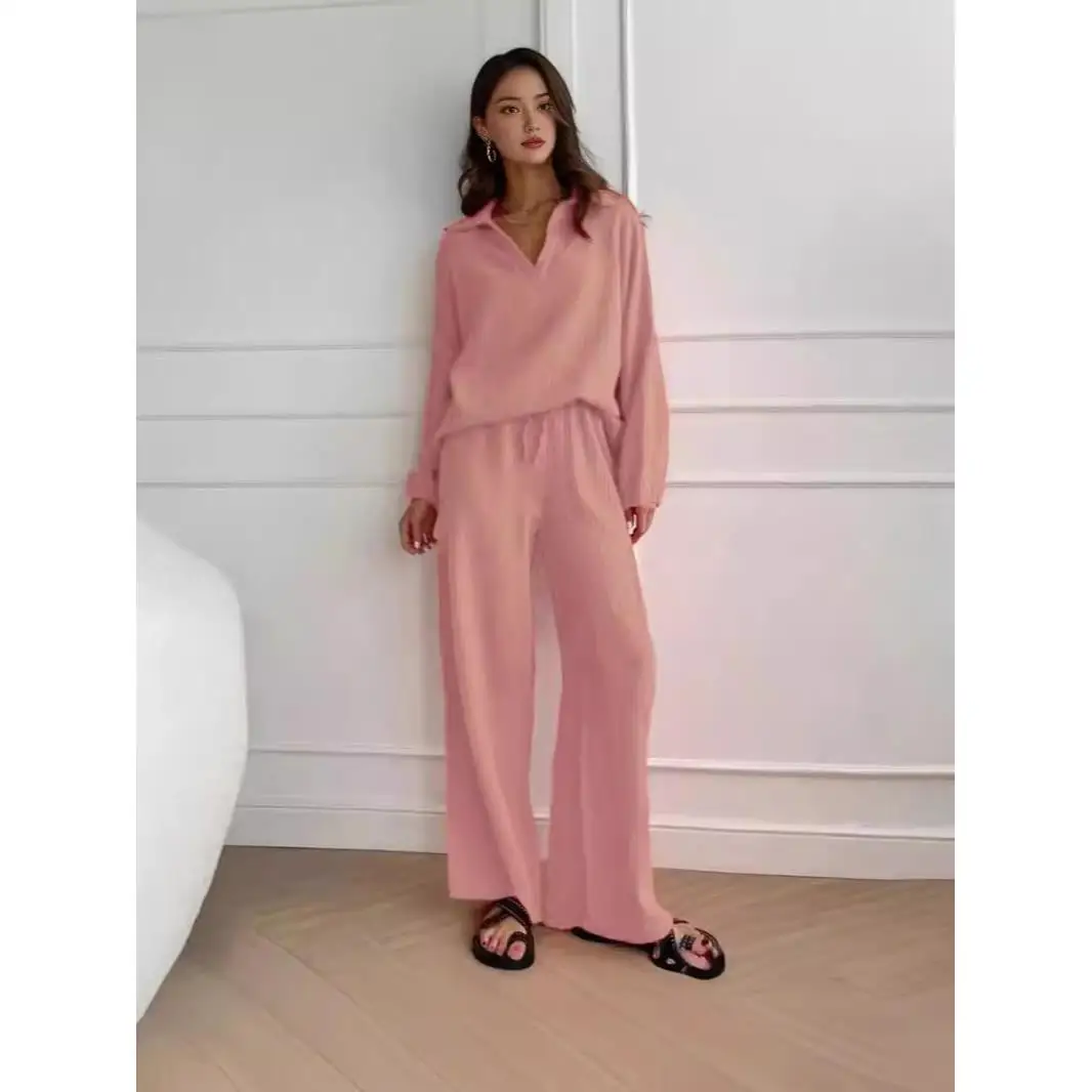 

Женский комплект из хлопка и льна: кардиган, длинный свитер, топ, футболка, брюки. Однотонный зимний модный костюм для повседневной носки.