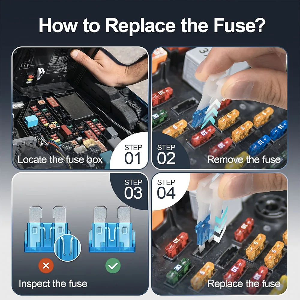 60Pcs Car Fuse Assortment Kit Replacement for Car/RV/Truck 30 Mini Blade Fuses Automotive 30 Standard Auto Fuses Fuse Puller